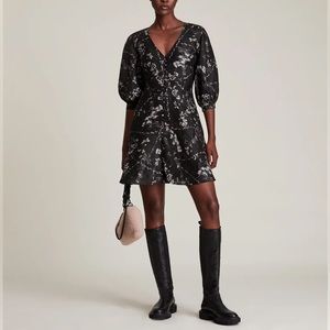 All Saints • Ilora Freya Button Front VNeck Mini Dress Size US 8 / UK 12 / EU 40